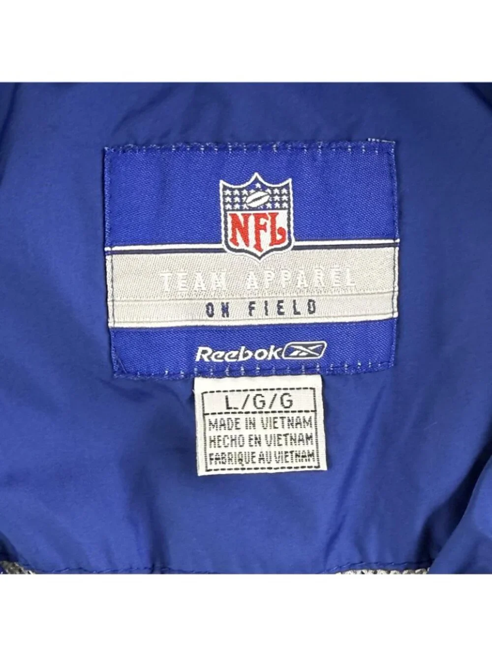 New York Giants Jacket Mens Large Blue NFL Football Reebok On Field Windbreaker